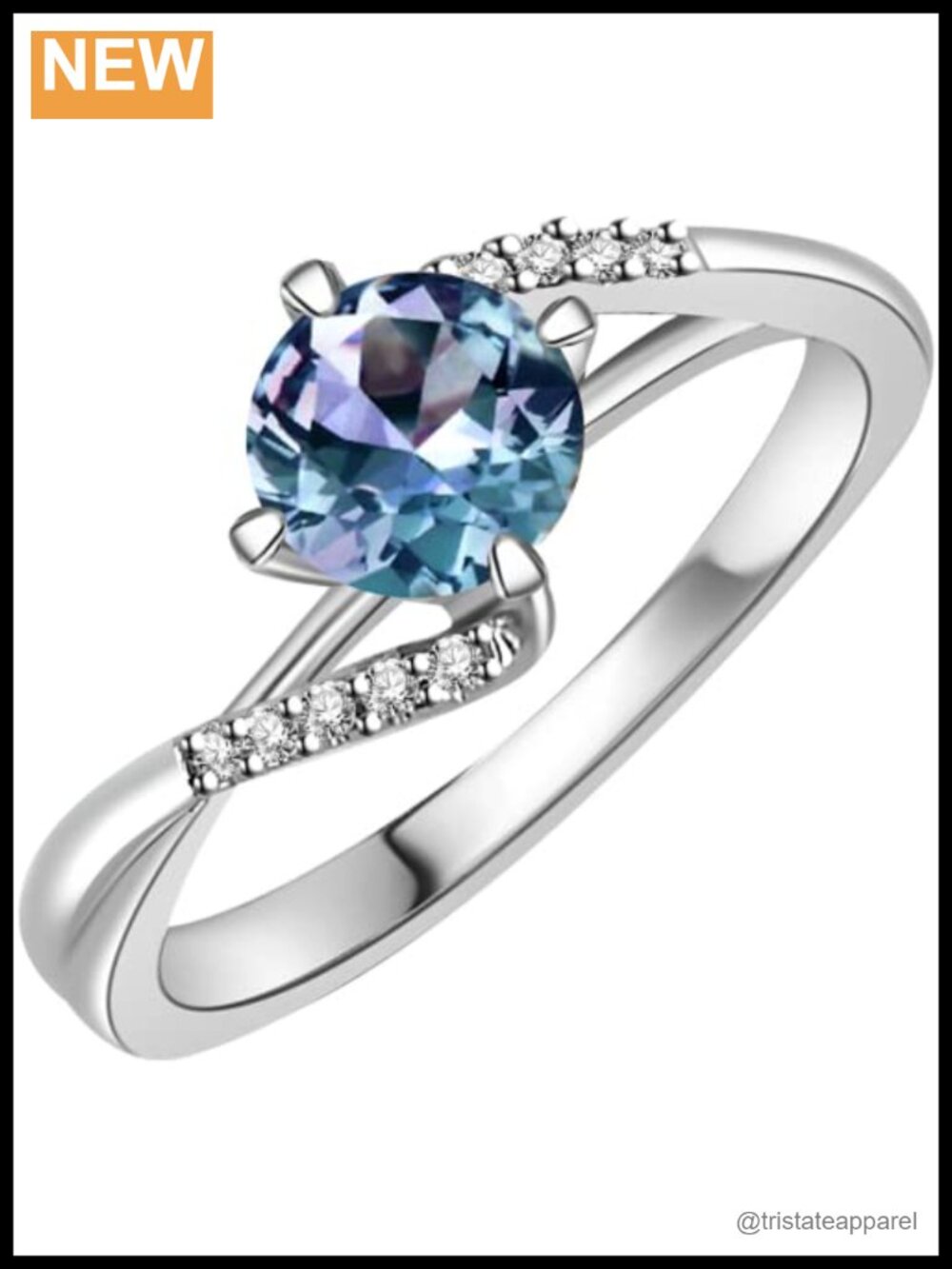 Sterling Silver Alexandrite Halo Engagement Ring June Birthstone Cocktail
